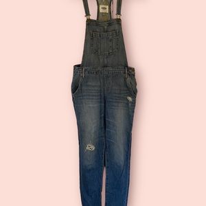 old navy overalls denim washed women's size small